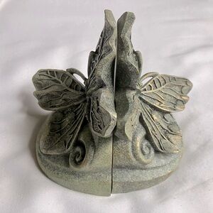Speckled Green Ceramic Butterfly Bookends